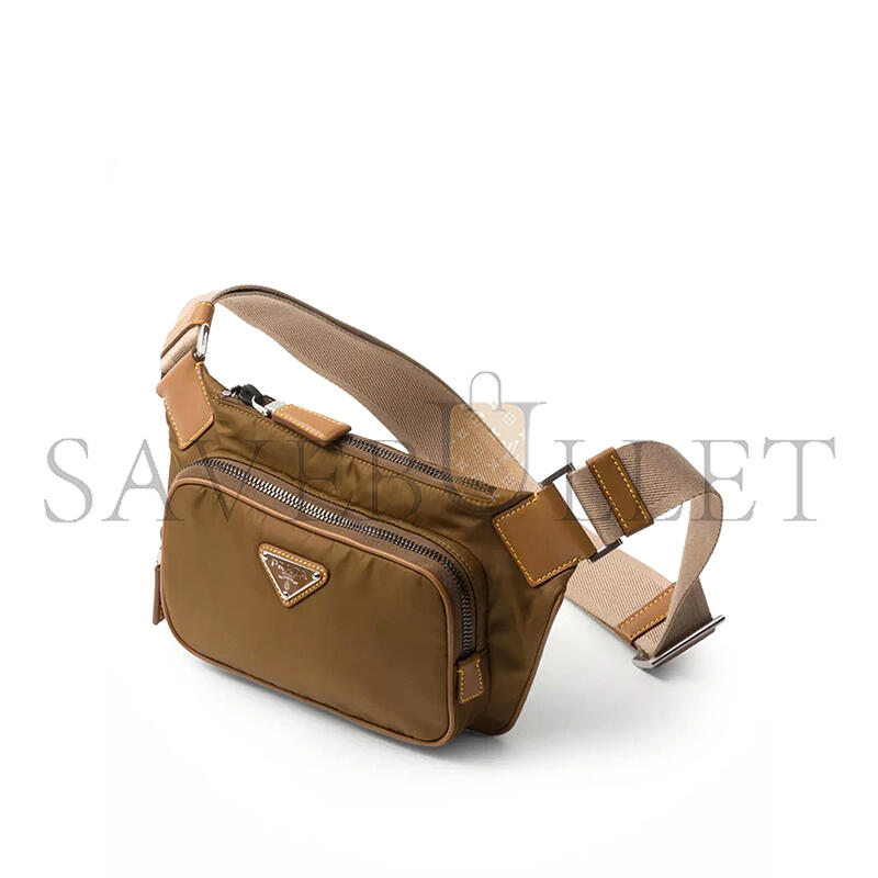 PRADA RE-NYLON AND LEATHER BELT BAG 2VH128 (19*13*2.5cm) 